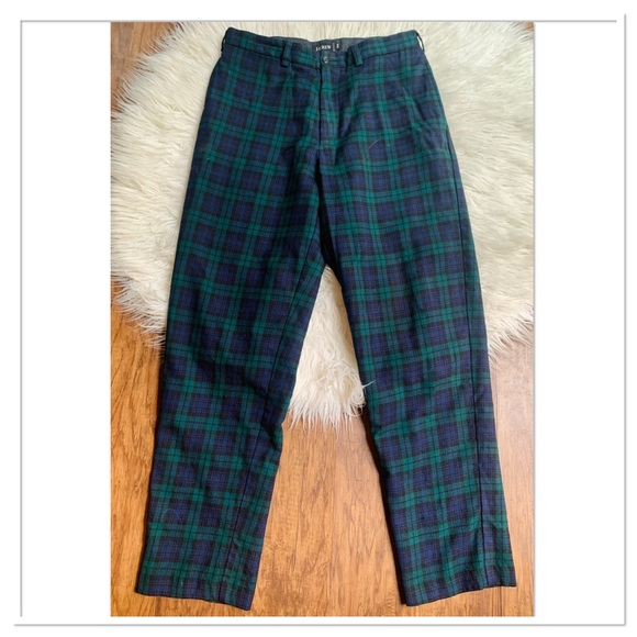 J. Crew Other - J.Crew Blackwatch Plaid Wool Pants Green Blue Black Size 33/32